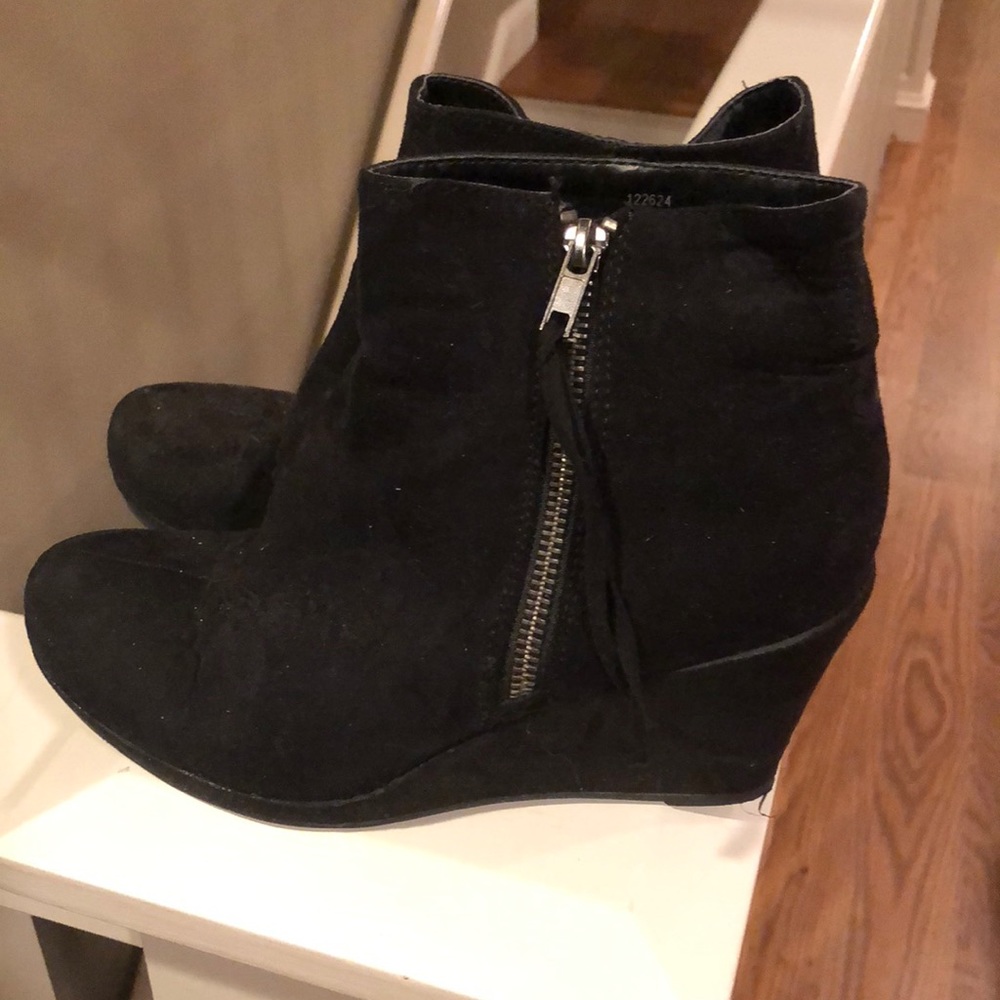 XAppeal black suede wedge booties